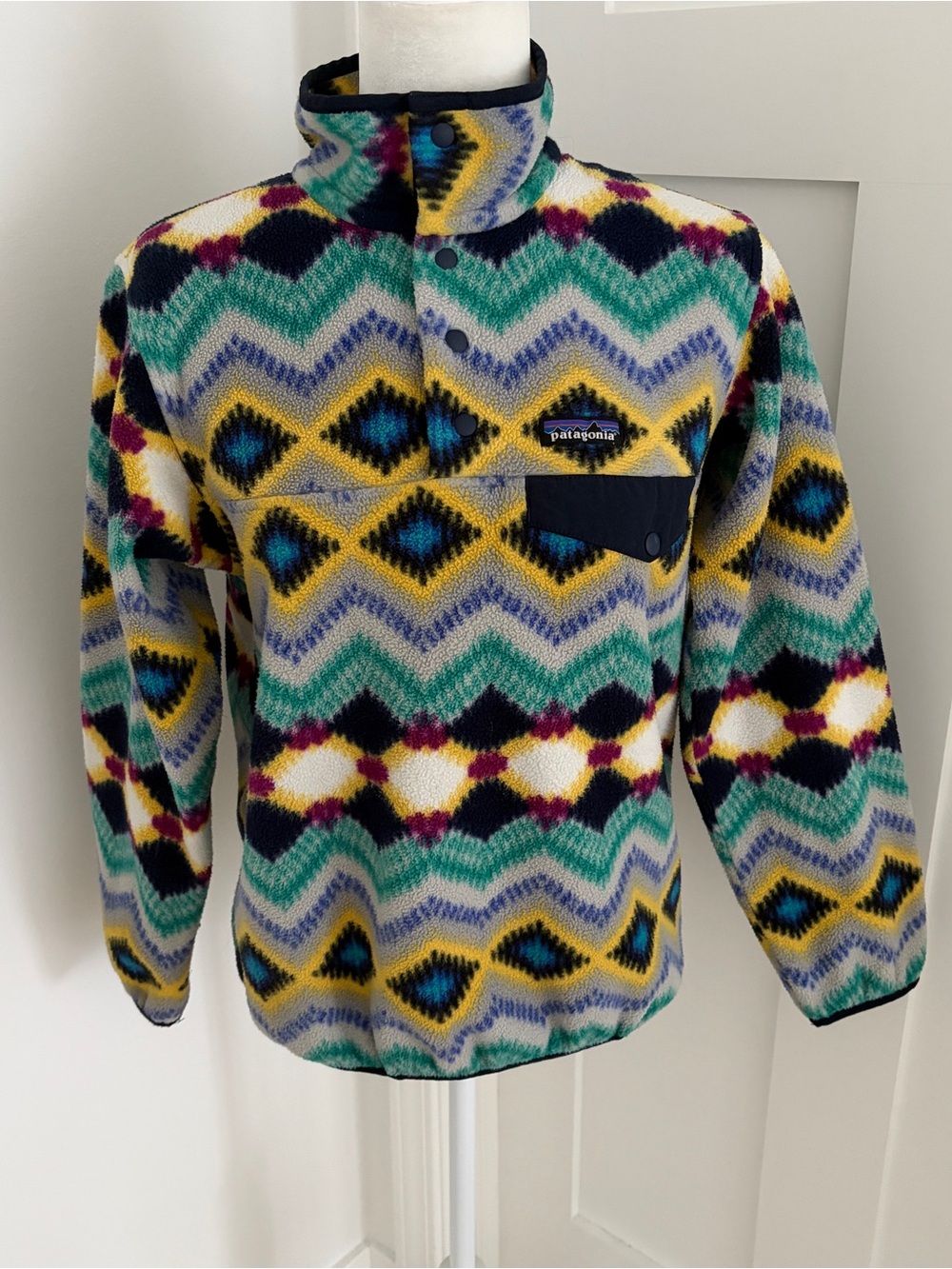 Patagonia Jacket Womens XS Synchilla Snap T Fleece Pullover Aztec Tribal*B20